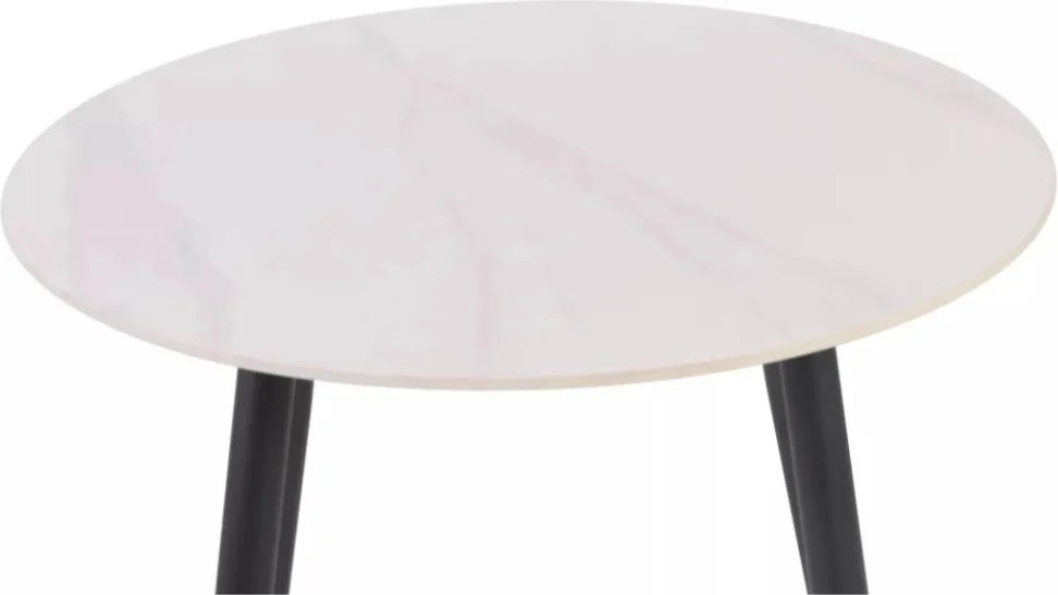 Masa rotunda de dining RION 90 cm cu blat din ceramica, marmura alba