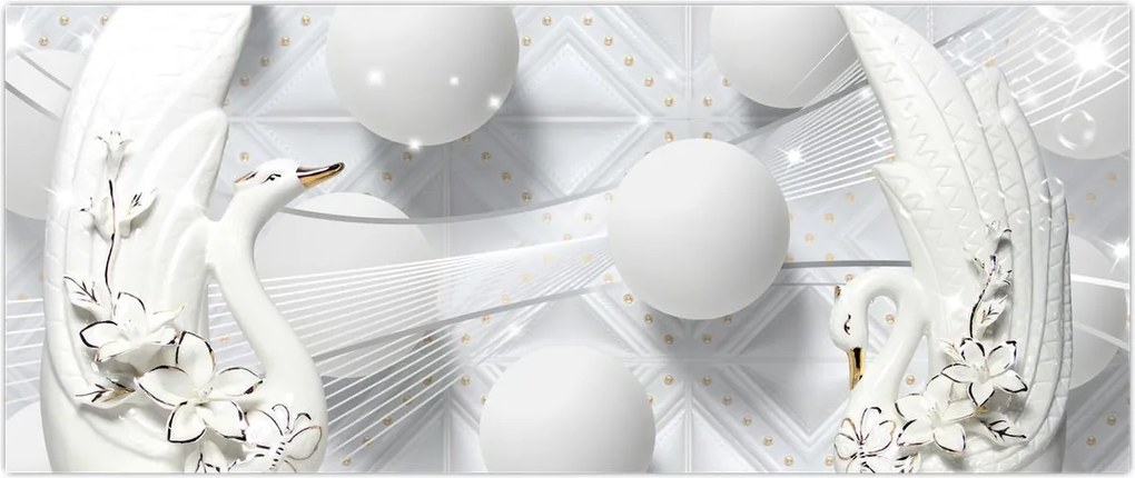 Tablou - Lebăda de aur pe apă (120x50 cm)