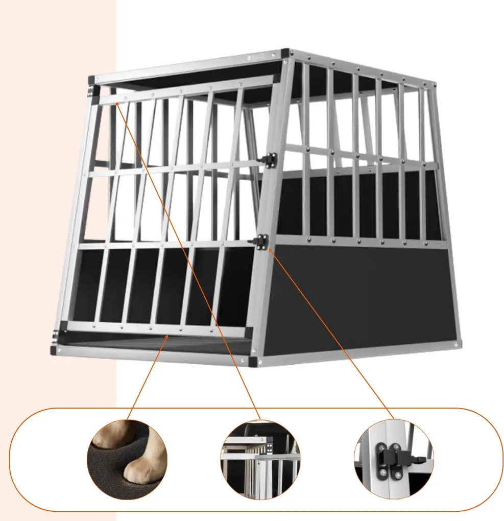 Cușcă de transport pentru câini BRUNO, 66x90x72cm, argintiu/negru Jurhan