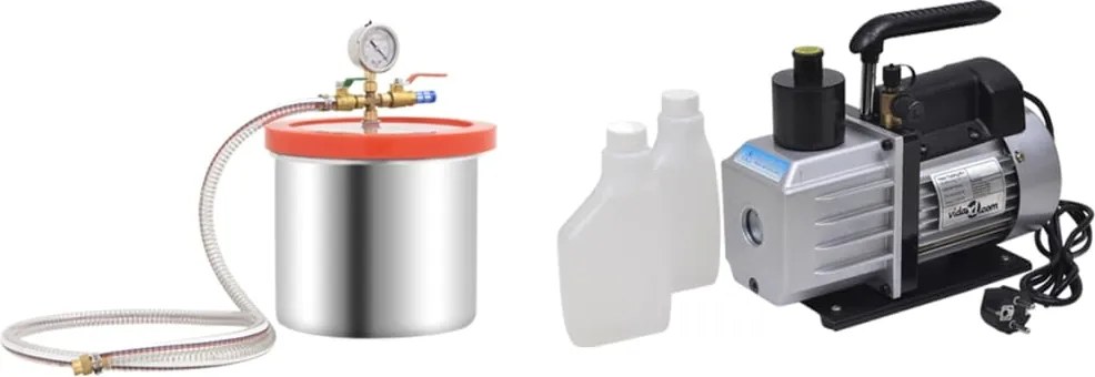 vidaXL Cameră de vid cu pompă în 2 trepte, 7,4 L