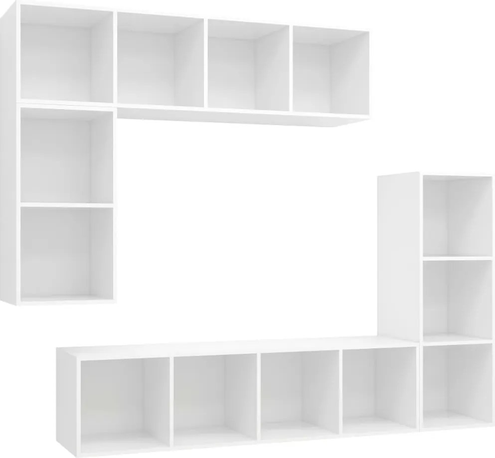 vidaXL Set dulap TV, 4 piese, alb, lemn prelucrat