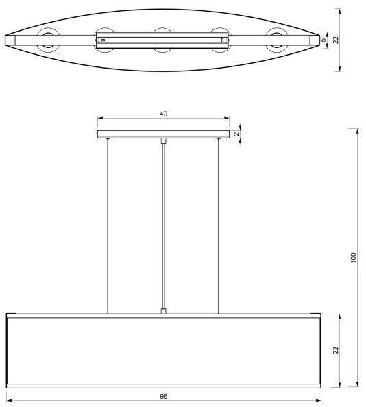 Lustră pe cablu KAGA 5xE27/60W/230V neagră/aurie