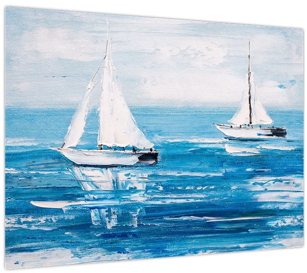 Tablou - Pictură yacht pe mare (70x50 cm)