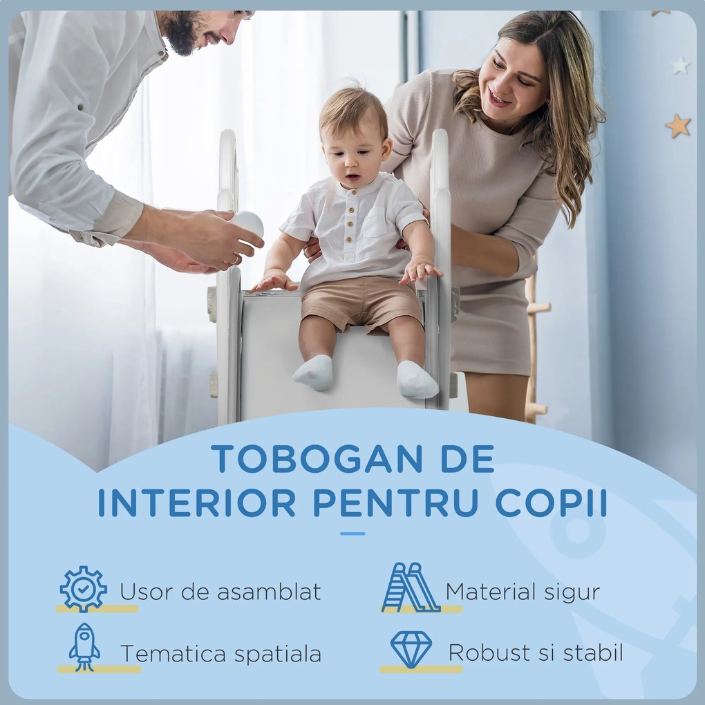 AIYAPLAY Tobogan pentru Copii 18-36 Luni, 157x46.5x80 cm, Gri | Aosom Romania