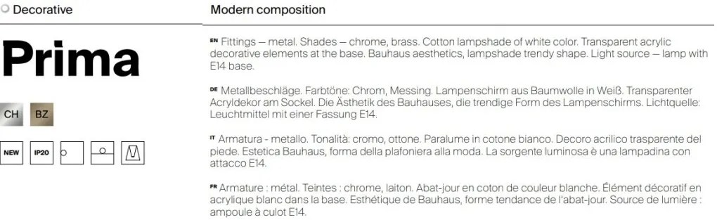 Veioza, Lamap de masa design modern Prima alama