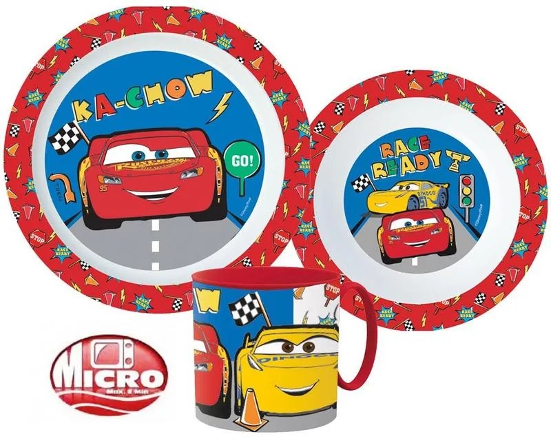 Disney Mașini set de veselă, set micro din plastic cu cană de 265 ml