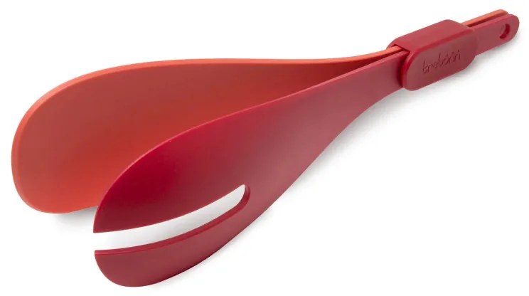 Set ustensile pentru salata Trebonn Twins 1520210, 35 cm, Rezistent la caldura pana la 200°C, Detasabil, Coral/Red