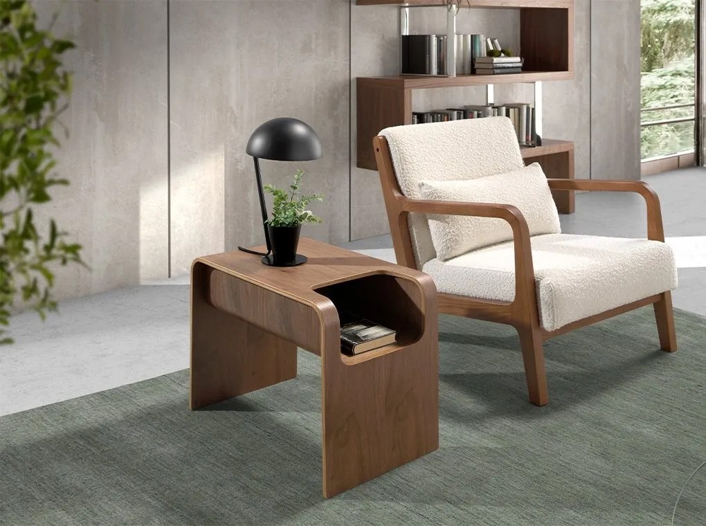 Masuta auxiliara cu spatiu pentru depozitare Walnut Wood