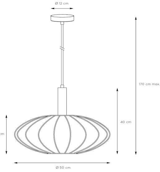Lustră pe cablu Lucide 03447/52/30 CORINA 1xE27/40W/230V d. 50 cm negru