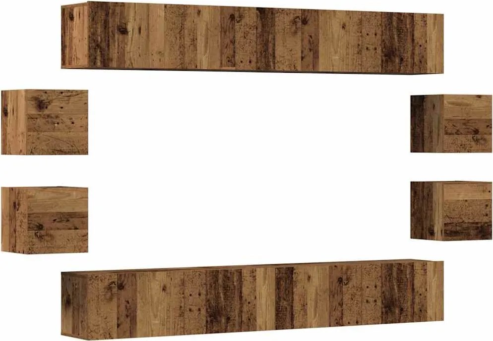 vidaXL Set dulap TV 8 piese montat pe perete lemn vechi lemn prelucrat