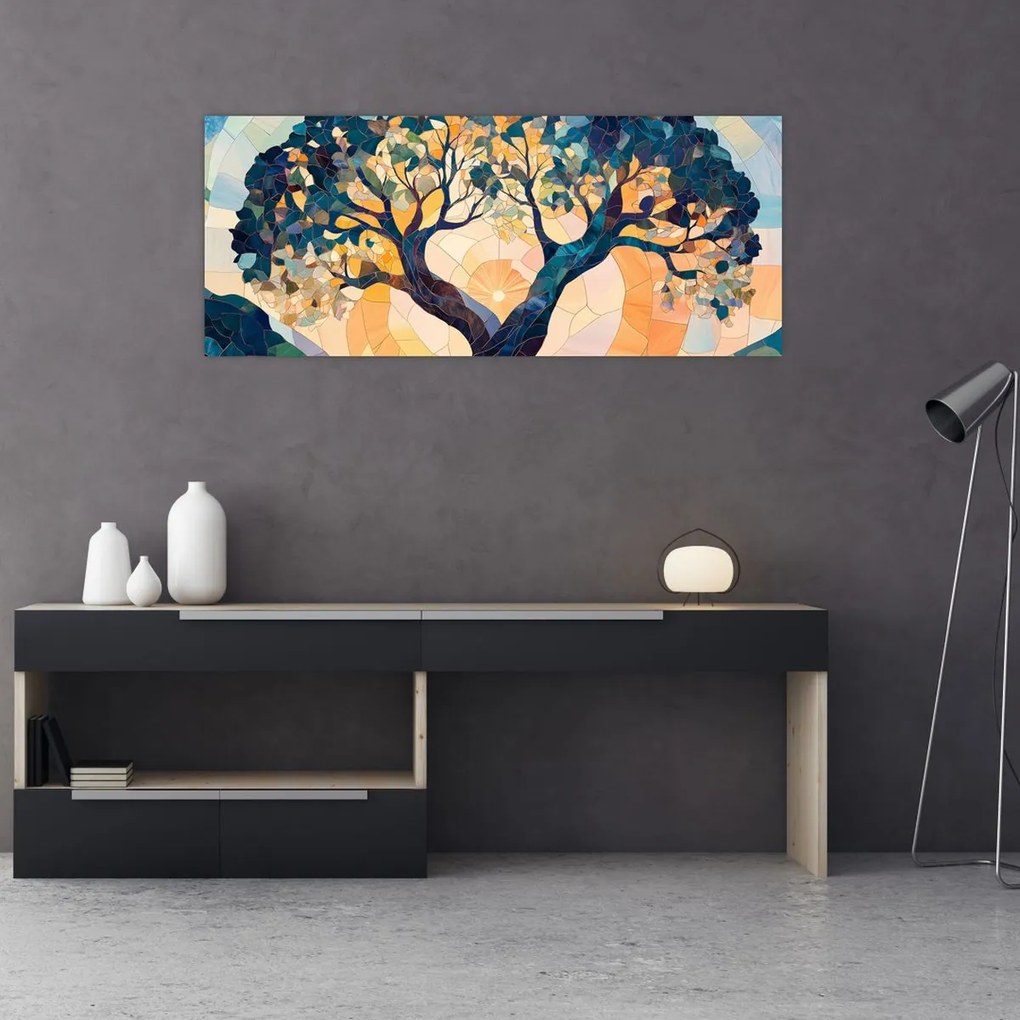 Tablou – Mozaic – soare și arbore II. (120x50 cm)