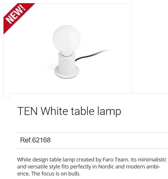Veioza design modern minimalist TEN alba 62168