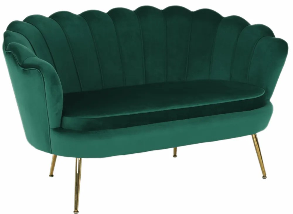 Bancă în stil Art-deco, catifea Velvet smarald/crom auriu, NOBLIN