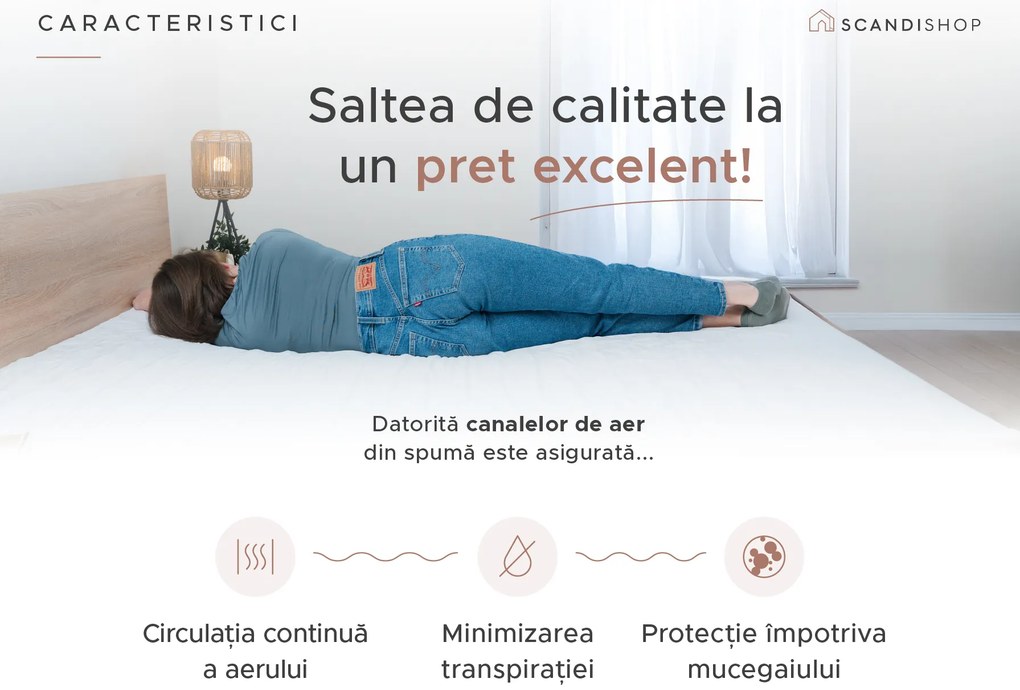 Saltea de spuma DELUXE 140 x 200 cm Protectie saltea: Incluzine protectia de saltea