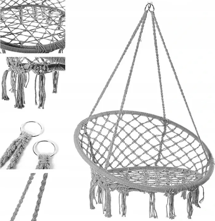 Fotoliu suspendant gri KOLUMBIA cu suport