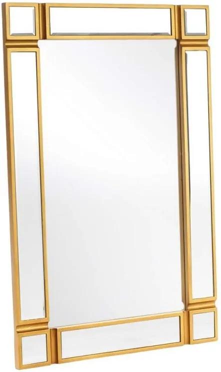 Oglinda dreptunghiulara cu rama aurie din lemn 90x60 cm Gold Squares Ixia