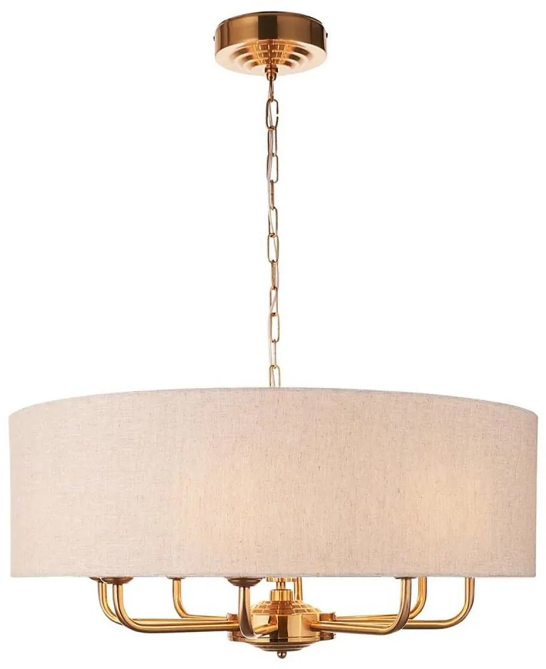 Endon 110727 - Candelabru cu lanț HIGHCLERE, 8xE14/40W/230V, bej/alamă, diam. 70 cm