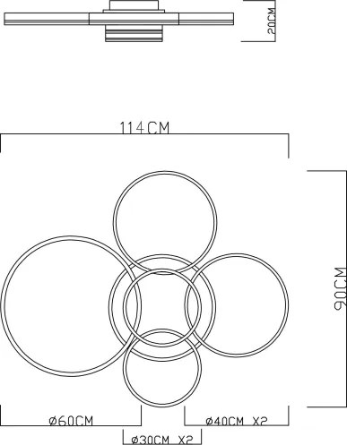 Globo 67260-120 - Plafonieră LED dimabilă RUBIO 120W/230V 90x114 cm+telecomandă