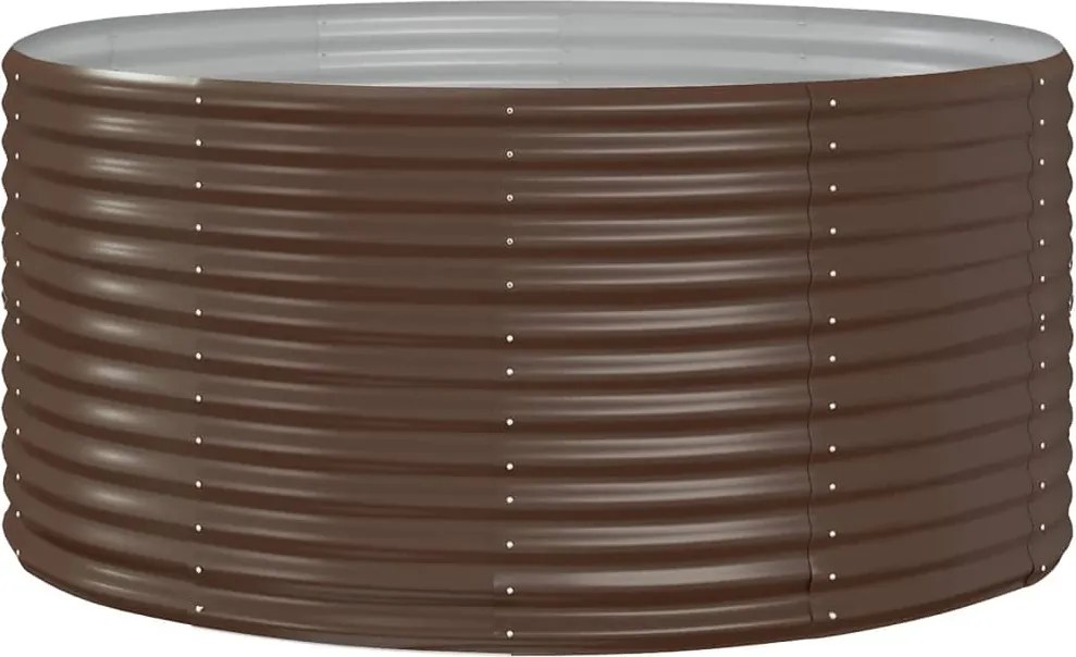 vidaXL Pat de grădină înălțat, maro, 140x140x68 cm, oțel galvanizat