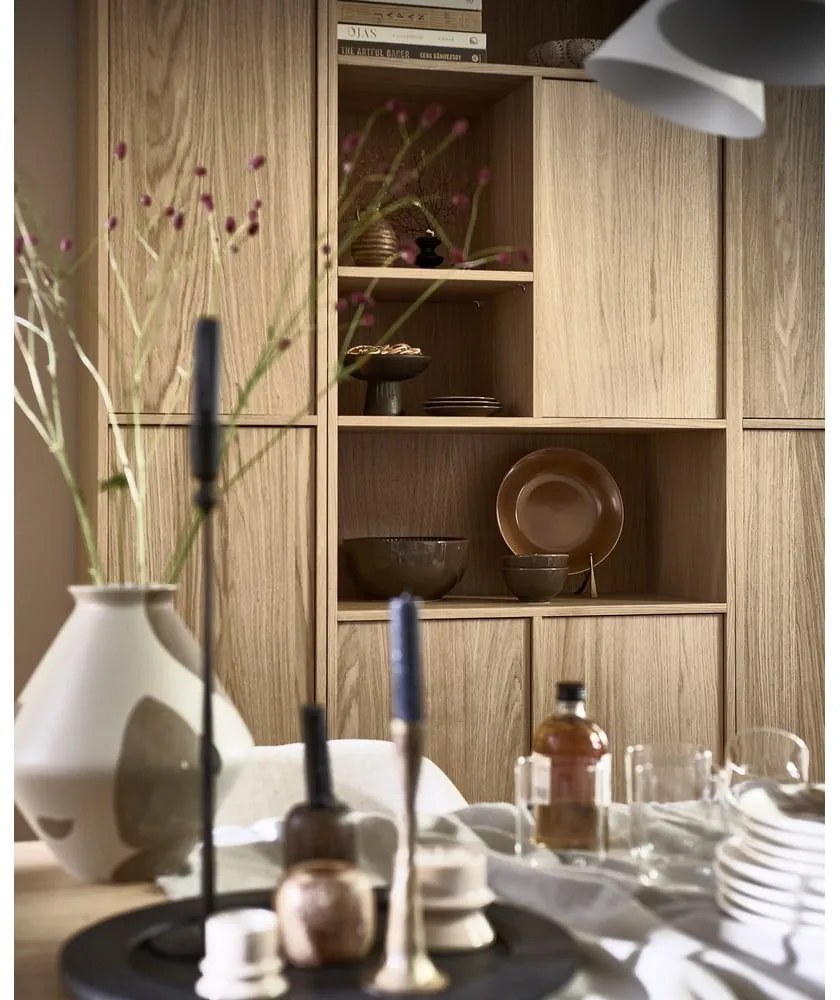 Bibliotecă modulară în culoare naturală cu aspect de lemn de stejar 157x199 cm Modulair – vtwonen