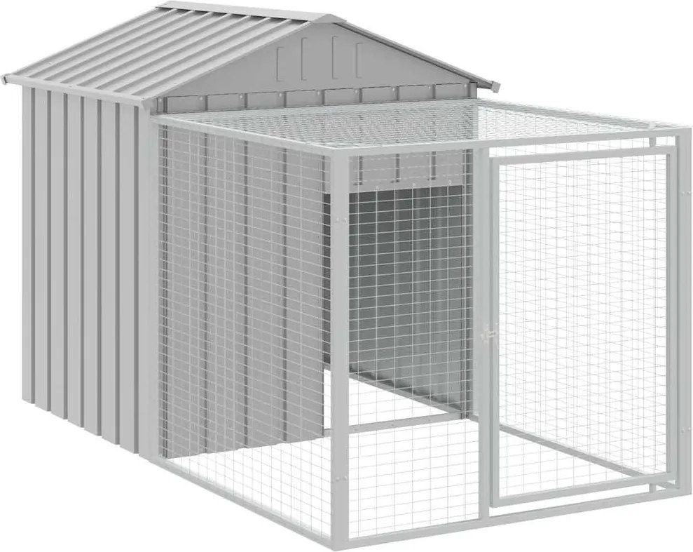 vidaXL Cușcă pentru găini cu porțiune, gri deschis, 117x201x123 cm, oțel galvanizat