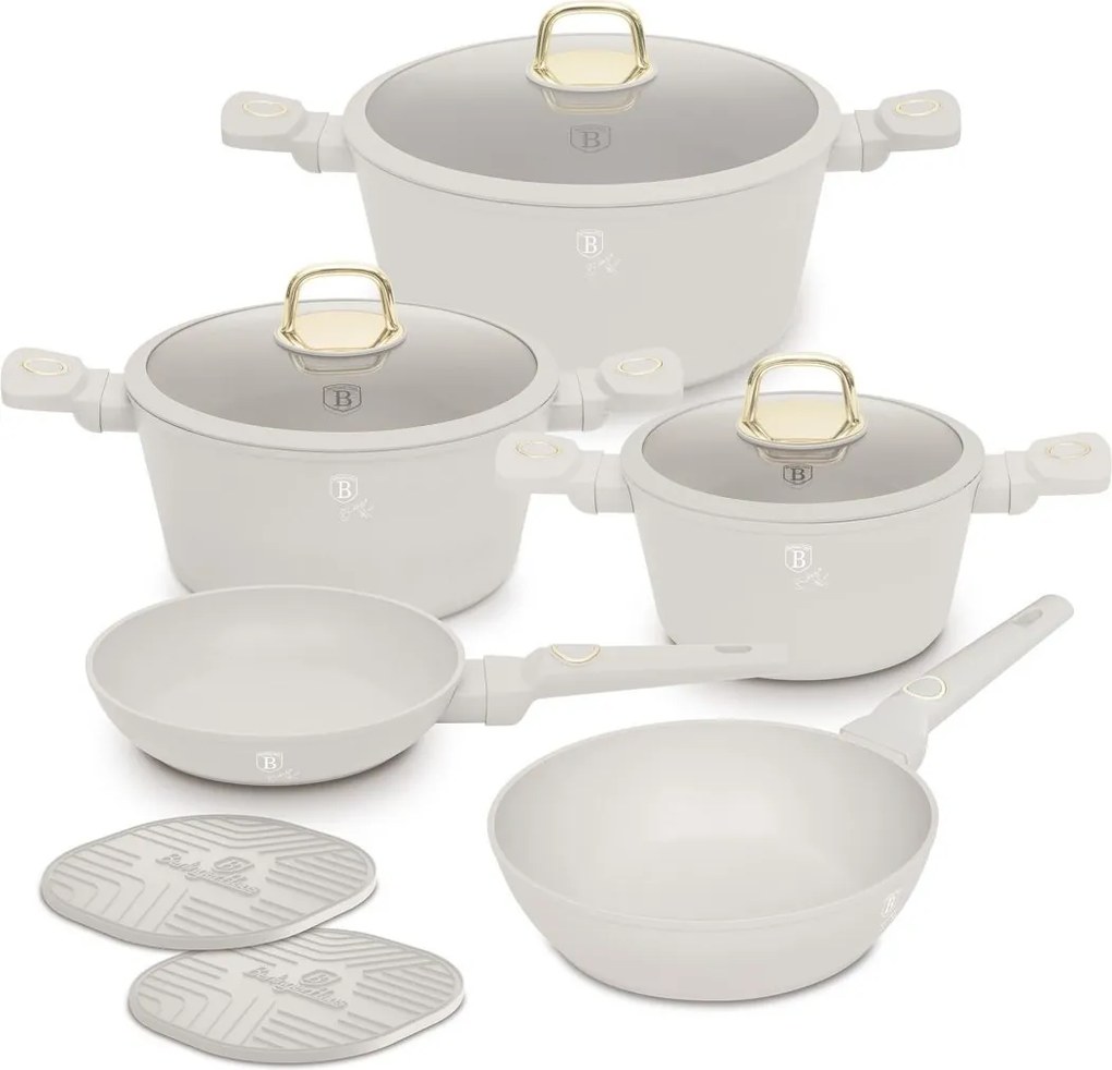 Set oale si tigai cu capace 10 piese Sahara Berlinger Haus BH 8080NN, potrivite si pentru inductie