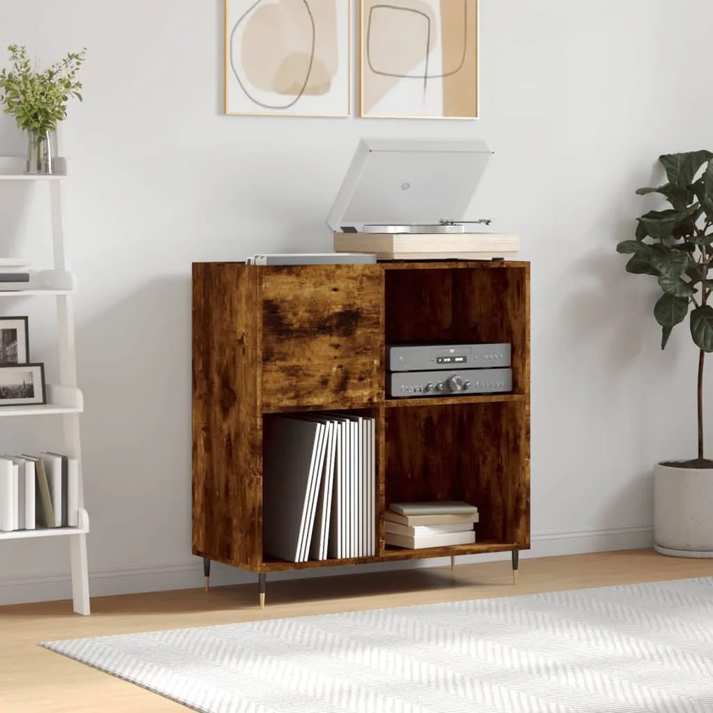 831769 vidaXL Dulap pentru discuri stejar fumuriu 84,5x38x89 cm lemn compozit