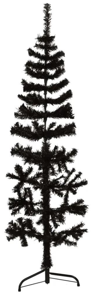 Jumatate brad de Craciun subtire cu suport, negru, 150 cm 1, Negru, 150 cm