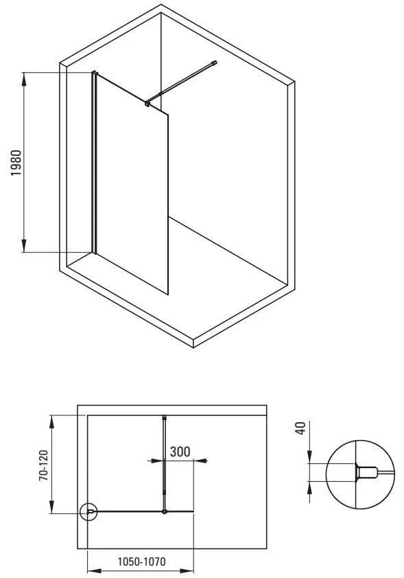Paravan de dus Deante Kerria Plus crom 110x200 cm