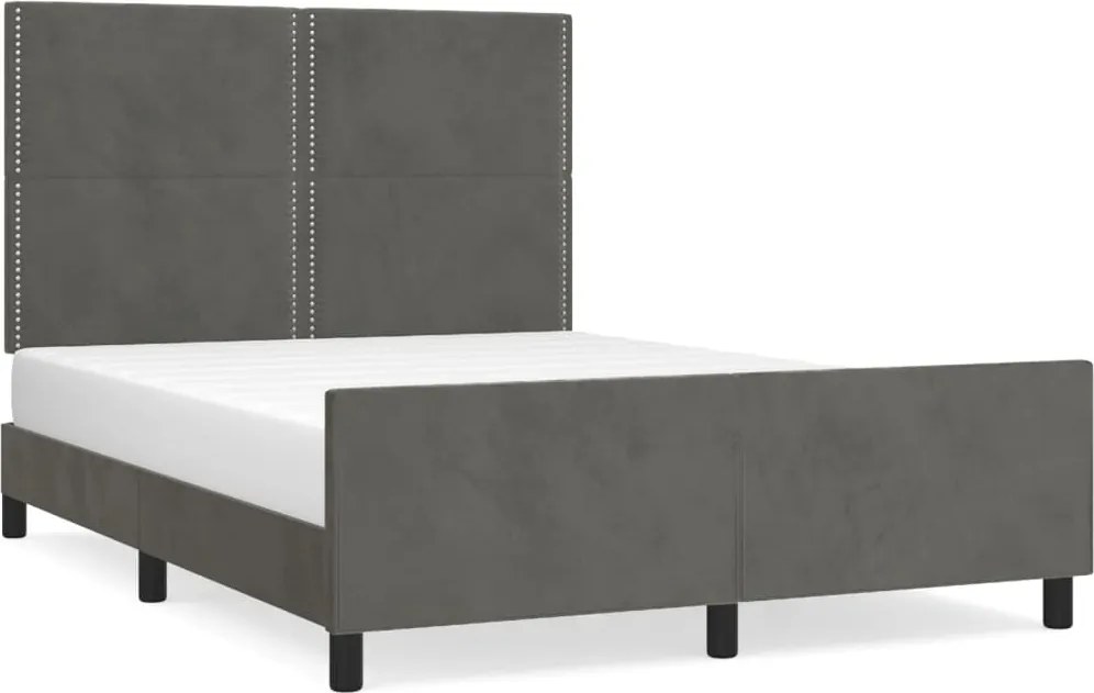 vidaXL Cadru de pat fără saltea, gri închis, 140x190 cm, catifea