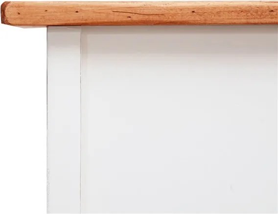 Birou, L100 48 H80 cm, 5 sertare, alb natur antic, lemn masiv