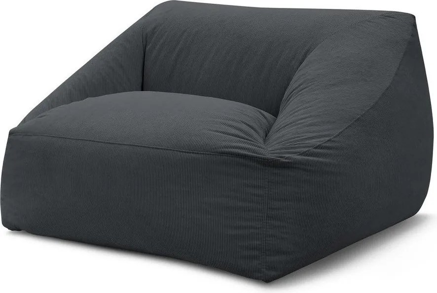 Fotoliu bean bag gri închis cu tapițerie din catifea reiată Lilibet – Bobochic Paris