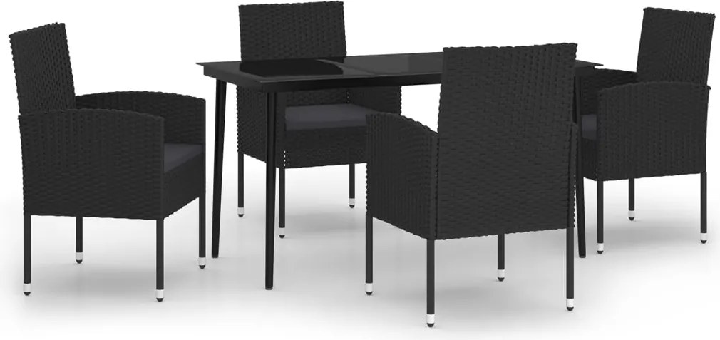 vidaXL Set de servit masa pentru grădină, 5 piese, negru