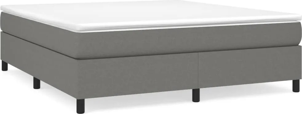 vidaXL Pat continental cu saltea, gri închis, 160x200 cm, țesătură