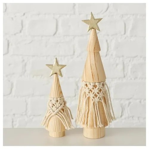 Set 2 decorațiuni de Crăciun din lemn de pin Boltze Bohio