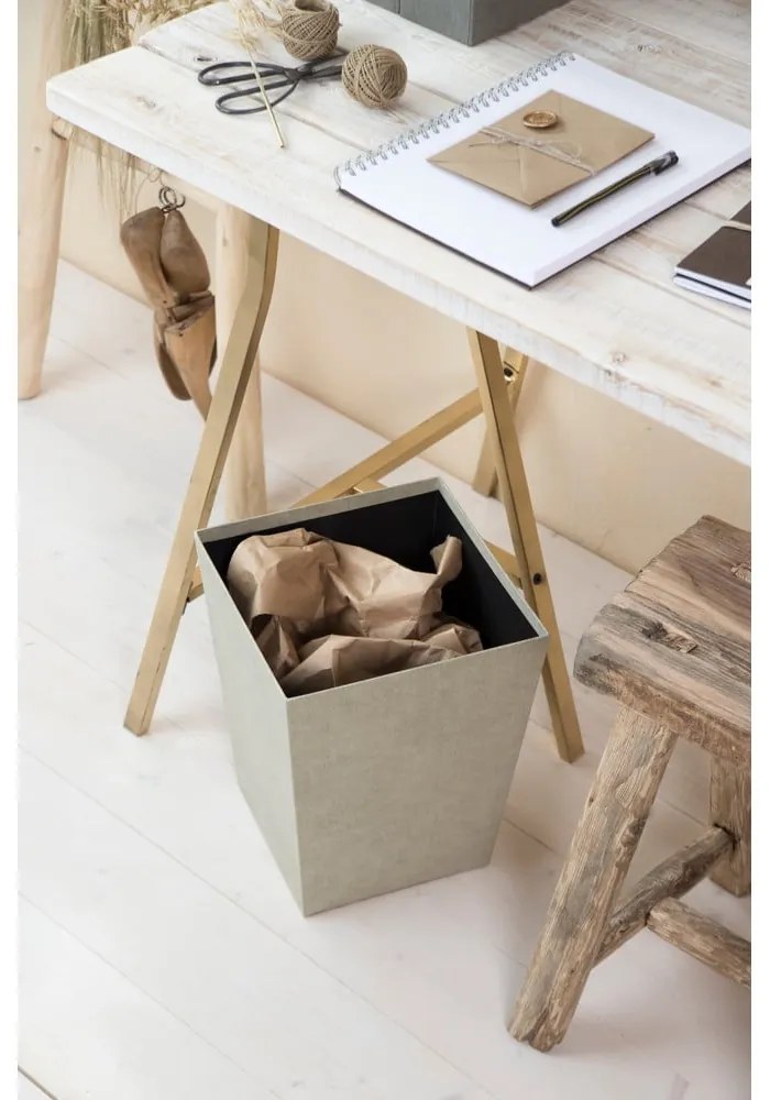 Coș de gunoi bej pentru birou Sofia Canvas Paper Laminate – Bigso