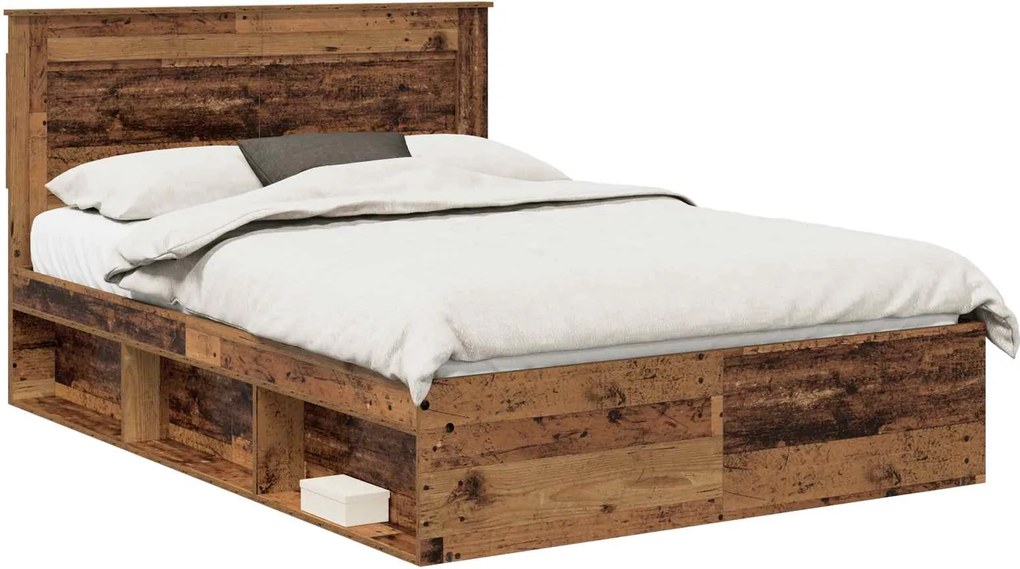 vidaXL Cadru de pat Lemn vechi 140 x 190 cm Lemn de pin masiv