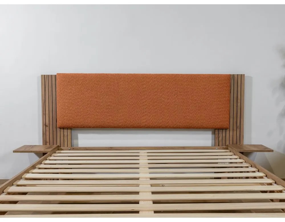 Pat matrimonial portocaliu cu somieră 160x200 cm Lior – Bobochic Paris
