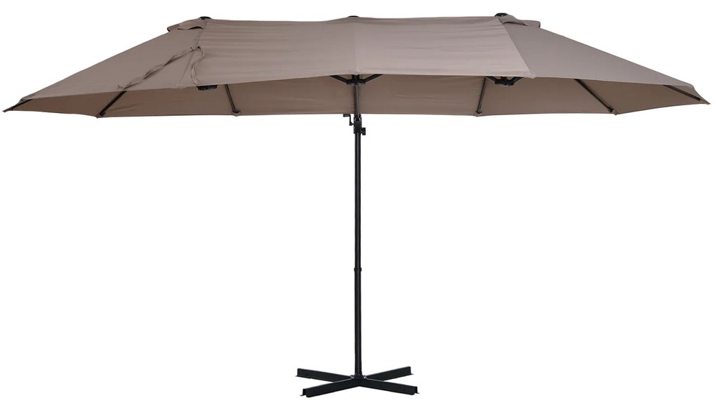 Outsunny Umbrelă de Soare Dublă, Umbrelă din Poliester Anti-UV, Impermeabila, 270x460x250 cm, Maro