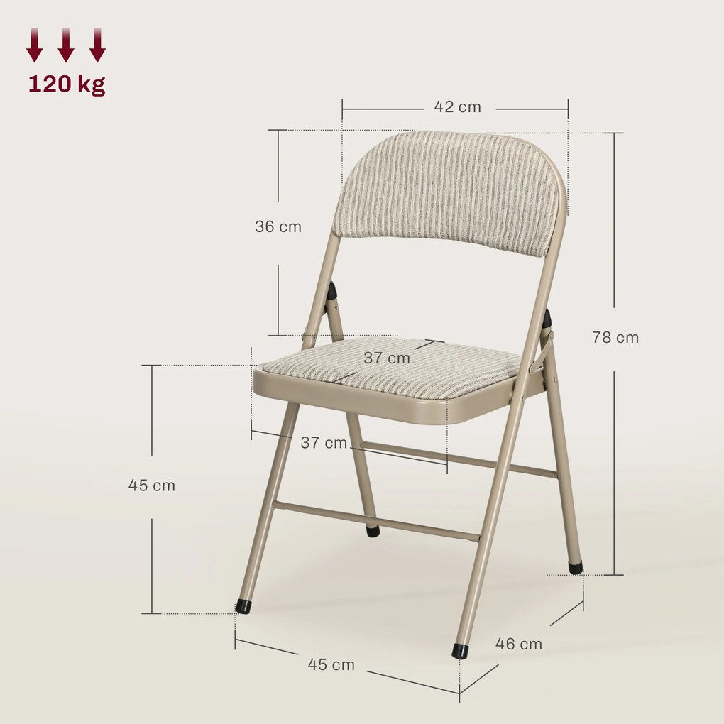HOMCOM Set de 6 Scaune Pliabile din Metal, Scaune Pliabile din Interior cu Șezut Tapițat din Piele PU și Spătar Deschis | Aosom Romania