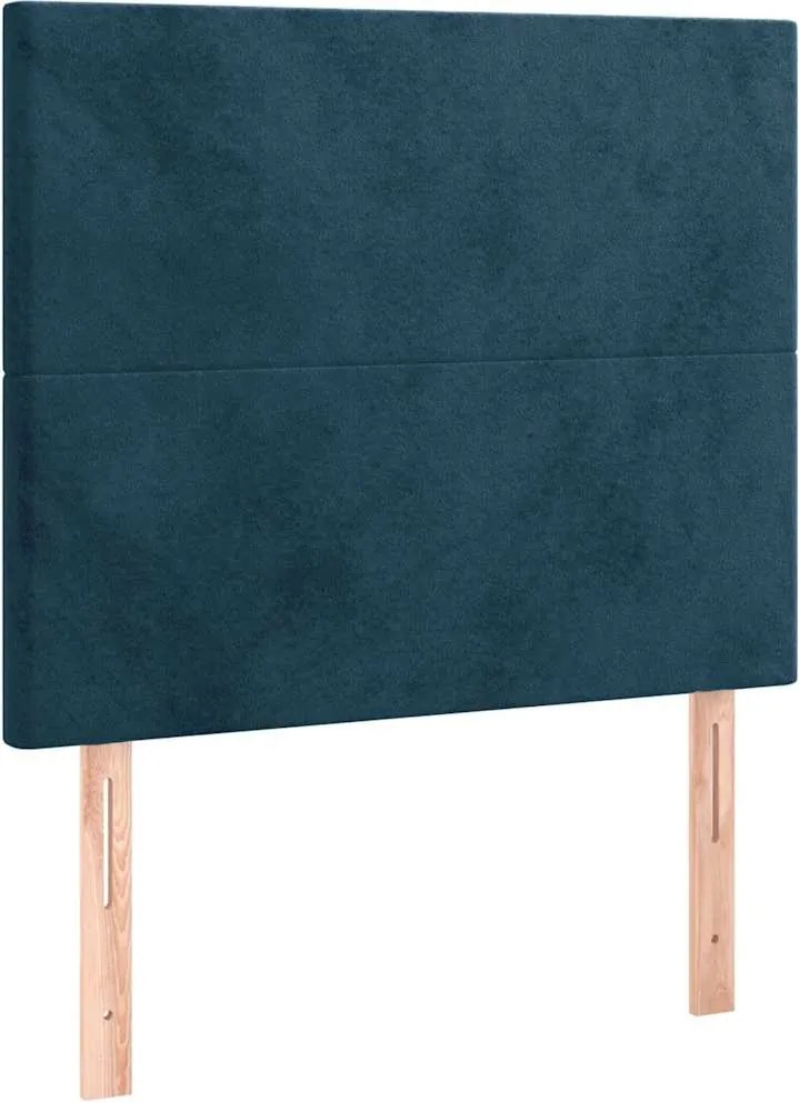 vidaXL Tăblie de pat albastru închis 90x5x118/128 cm catifea