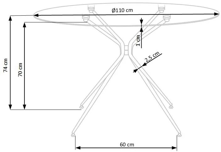 Masa Rondo sticla - d110xh74 cm