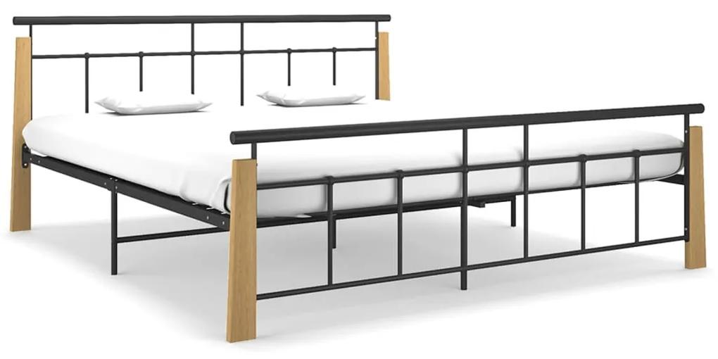 324902 vidaXL Cadru de pat, 180x200 cm, metal și lemn masiv stejar
