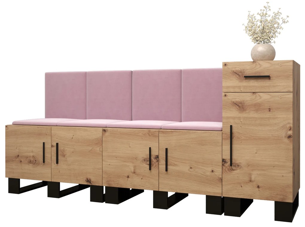 Set mobilier pentru hol Amanda 17 (Stejar artisan + roz). 1086002
