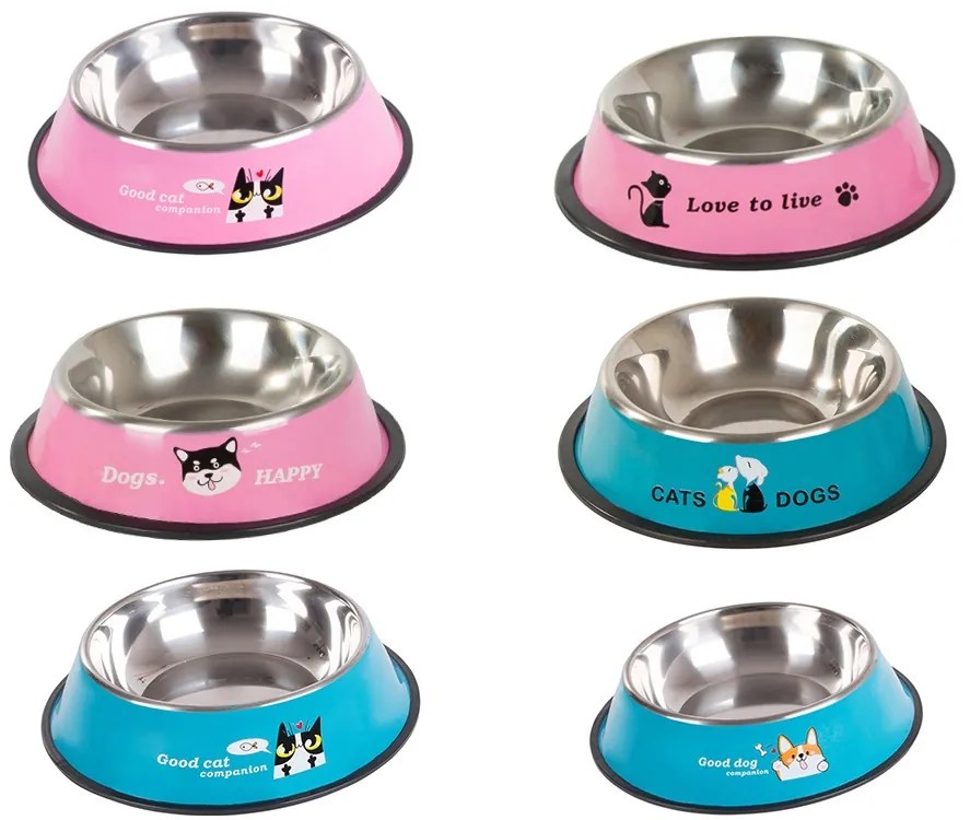Bol din oțel inoxidabil pentru câini/pisici CAT&DOGS 150 ml - mai multe culori Culoare: Albastru