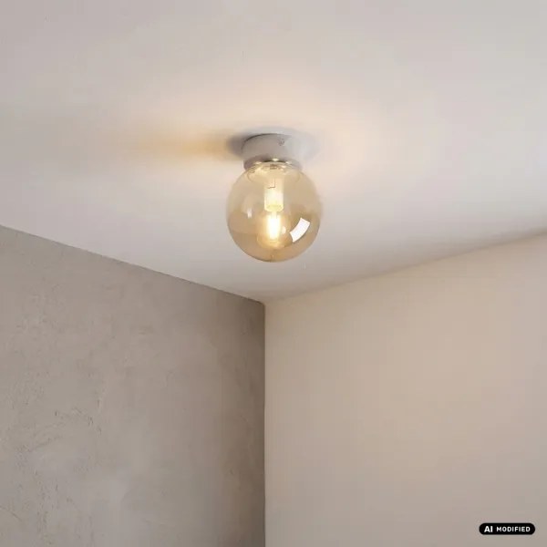 Plafonieră ELIAS 1xE14/5W/230V Ø 13 cm alb/bej fumuriu
