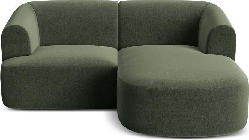 Colțar verde cu tapițerie din catifea (cu colț pe partea dreaptă/cu șezlong) Campi – Cosmopolitan Design