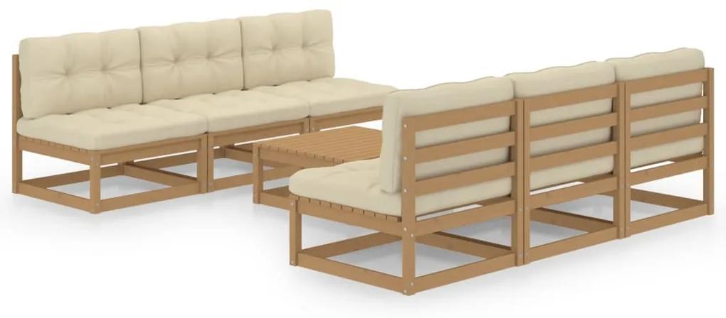 3076367 vidaXL Set mobilier de grădină cu perne, 7 piese, lemn masiv de pin