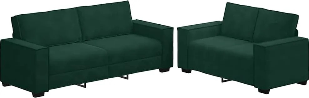 vidaXL Set de canapele cu perne, 2 piese, verde închis, catifea