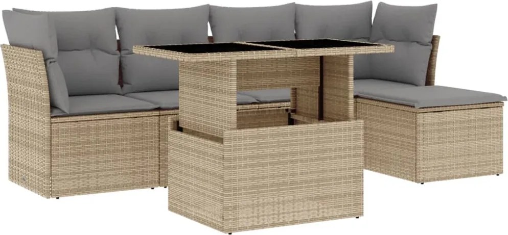 vidaXL Set canapele de grădină cu perne, 6 piese, bej, poliratan